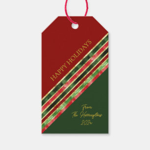 Happy Holidays Elegant Gold Red Green Christmas Gift Tags