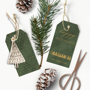 Happy Holidays • Elegant Modern Dusty Green Velvet Gift Tags