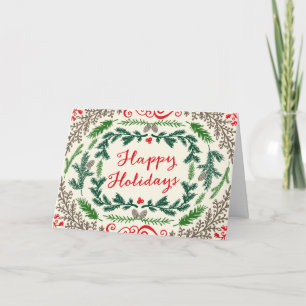 Happy Holidays Elegant Pines Greeting Card