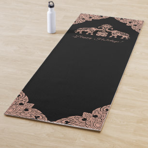 Happy Holidays Elephants Thailand Heritage Pink Yoga Mat