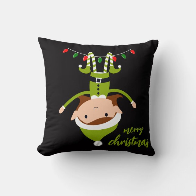  Happy Holidays Elf Christmas Decor  Throw Pillow (Front)