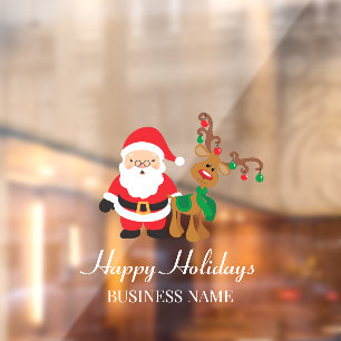 Happy Holidays Face mask Santa Elves Window Cling