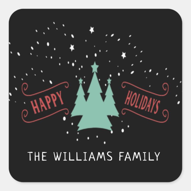 Happy Holidays Family Classical Sticker (Devant)