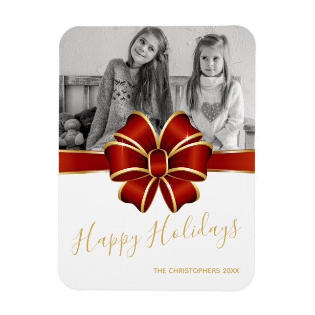 Happy Holidays Family Kids Photo Magnet (Vertical)