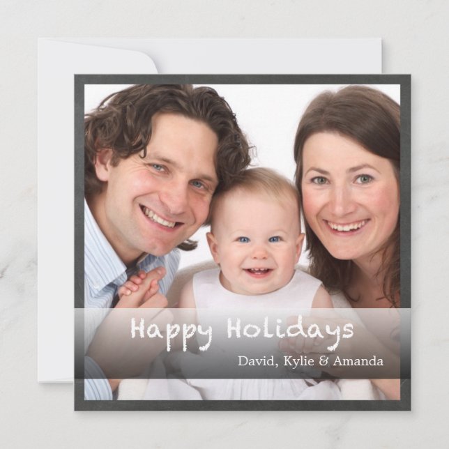 Happy Holidays Family Photo Chalkboard Custom Card (Front)