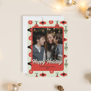Happy Holidays Family Photo Christmas Red Holiday Card