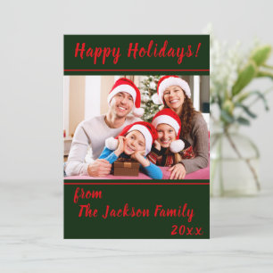 Happy Holidays Family Photo Flat Holiday Card