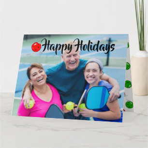 Happy Holidays Family Photo Name Snowflakes Card