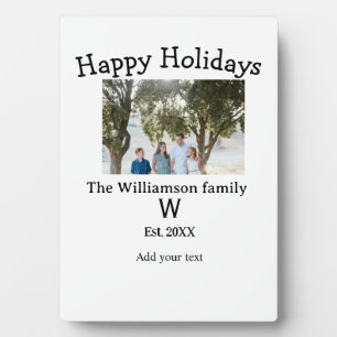 Happy holidays family photo renuion name letter ye plaque