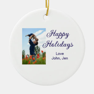 Happy holidays father son Christmas family gifts m Ceramic Ornament