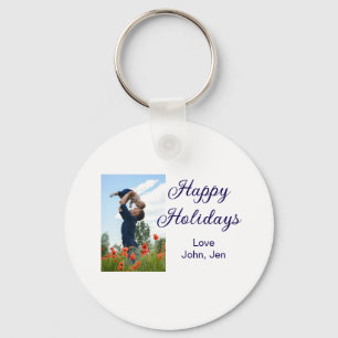 Happy holidays father son Christmas family gifts m Keychain