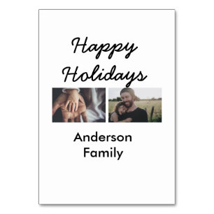 Happy holidays father son Christmas photo family n Table Number