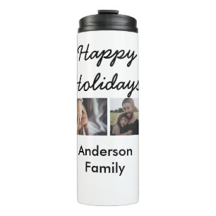 Happy holidays father son Christmas photo family n Thermal Tumbler