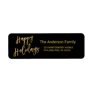 Happy Holidays Faux Gold Foil Look Return Adresse