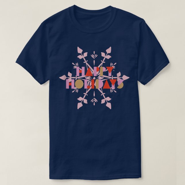 Happy Holidays Festive Christmas Snowflake T-Shirt (Design Front)