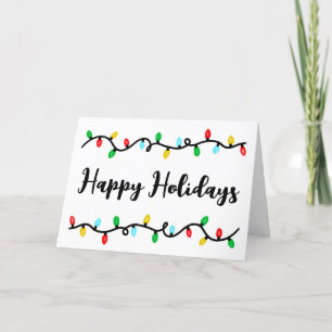 Happy Holidays Festive Light String Holiday Card