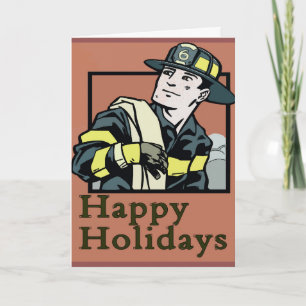 Happy Holidays Fireman Holiday Card