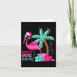 Happy Holidays Flamingo Santa Hat Christmas In Jul Card