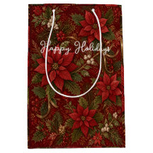 Happy Holidays Floral Crimson Christmas