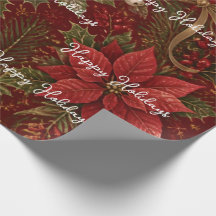 Happy Holidays Floral Crimson Christmas