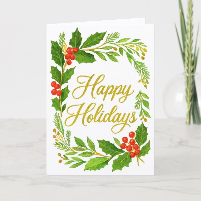 'Happy Holidays' Folded Greeting Card (Front)