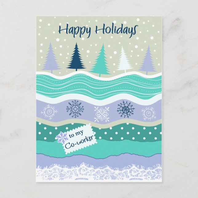 Happy Holidays for Co-worker Snowflakes Scrapbookg Holiday Postcard (Front)
