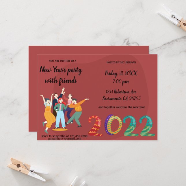 Happy Holidays Friends Invitation (Front/Back In Situ)