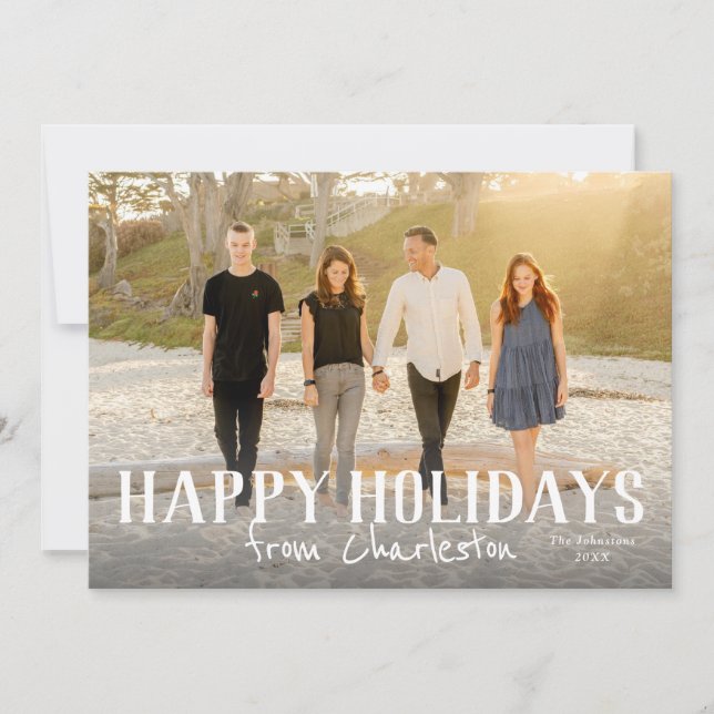 Happy Holidays from city or location photo  Card (Front)