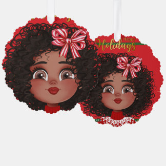 Happy Holidays From Curly Girl Ornament Card