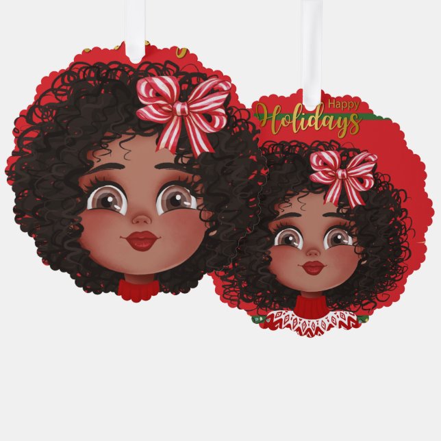 Happy Holidays From Curly Girl Ornament Card (Front/Back)