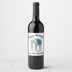 Happy Holidays from New York City Brooklyn Bridge Wine Label