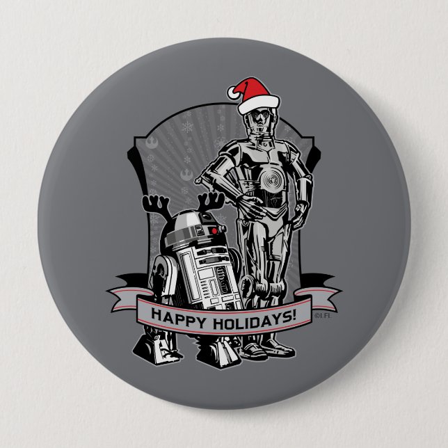 Happy Holidays From R2-D2 & C-2PO 4 Inch Round Button (Front)