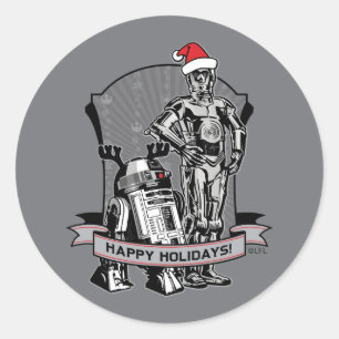 Happy Holidays From R2-D2 & C-2PO Classic Round Sticker