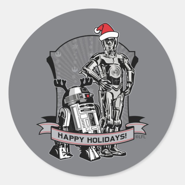 Happy Holidays From R2-D2 & C-2PO Classic Round Sticker (Front)