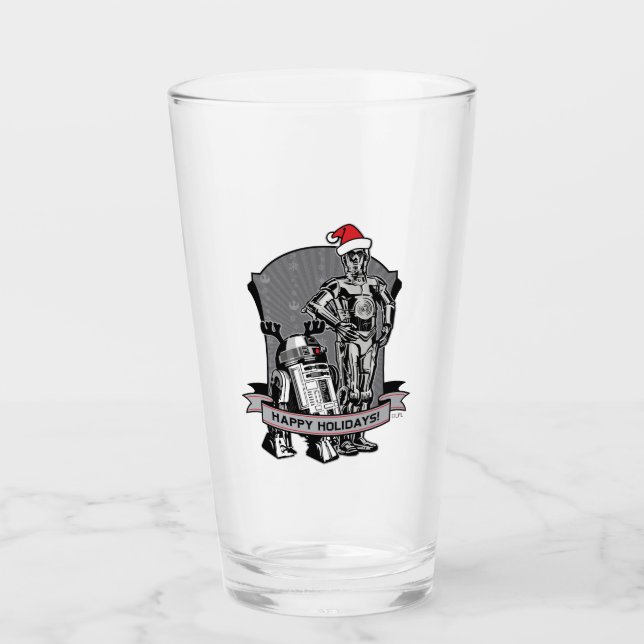 Happy Holidays From R2-D2 & C-2PO Glass (Front)
