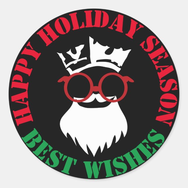 HAPPY HOLIDAYS from SANTA Classic Round Sticker (Front)