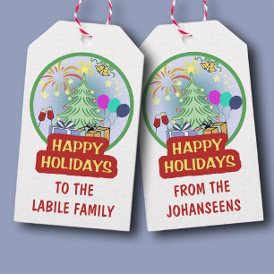 Happy Holidays Fun Colourful Bold and Bright  Gift Tags