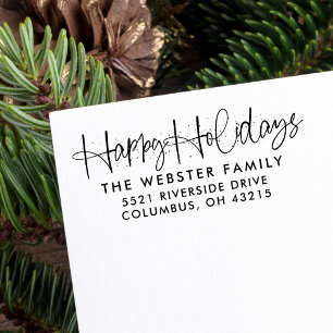 Happy Holidays fun festive simple return address Self-inking Stamp