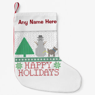 Happy Holidays Funny Dog Peeing Snowman Christmas Small Christmas Stocking