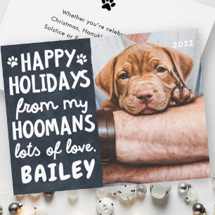 Happy Holidays Funny Modern Pet Custom Photo Holiday Card