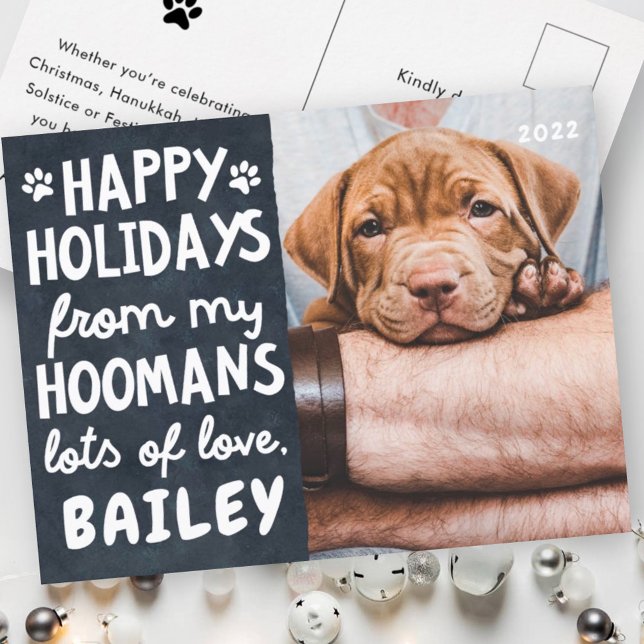 Happy Holidays Funny Modern Pet Custom Photo Holiday Postcard (Creator Uploaded)