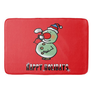 Happy Holidays (funny snowman) Bath Mat