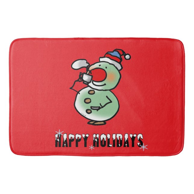 Happy Holidays (funny snowman) Bath Mat (Front)