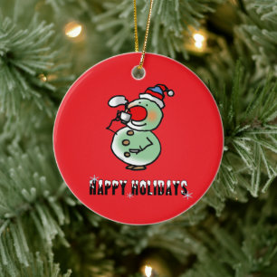 Happy Holidays (funny snowman) Ceramic Ornament