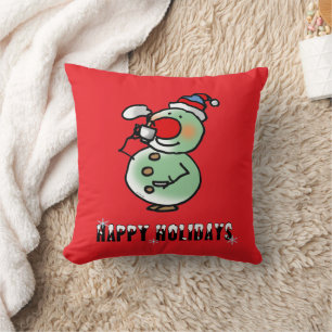 Happy Holidays (funny snowman) Throw Pillow