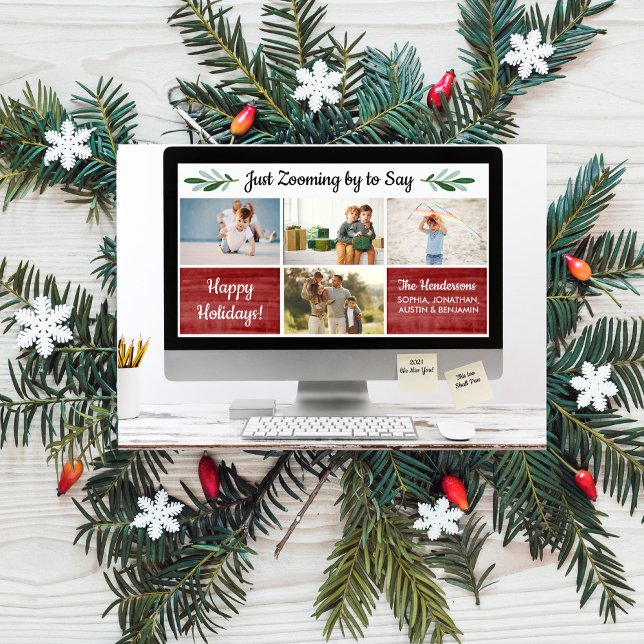 Happy Holidays Funny Zoom Quarantine Photo Collage Holiday Card (Creator Uploaded)