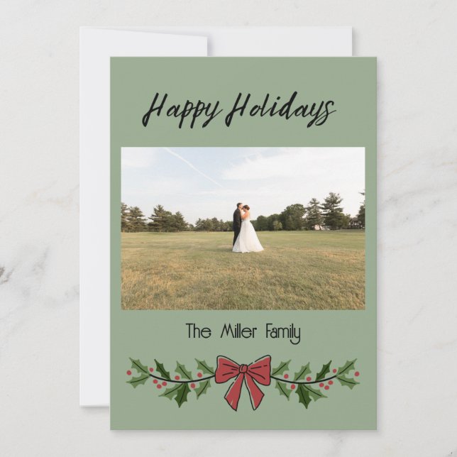 Happy Holidays Garland and Mistletoe Invitation (Front)