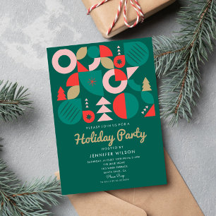 Happy Holidays Geometrical Whimsical Holiday Party Invitation