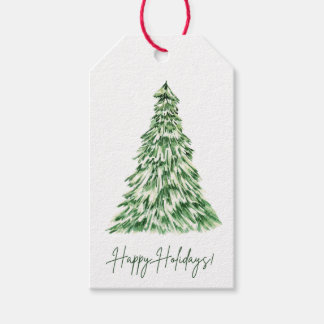 Happy Holidays Gift Tag | Watercolor Holiday Tag