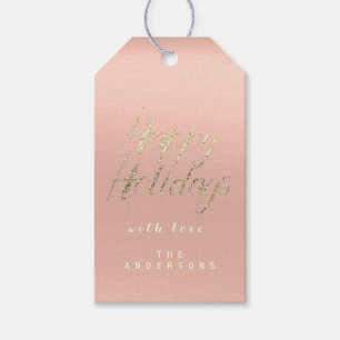 Happy Holidays Gift To Gold Rose Ombre Script Gift Tags